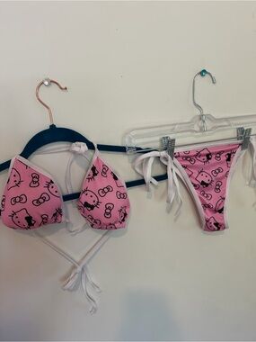 Hello Kitty Pink Tie-Side Bikini Set for Kids